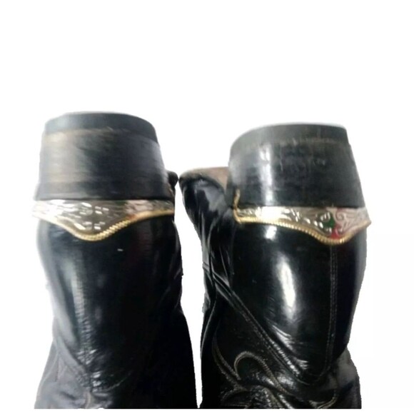 Cazador Black EEL Skin Leather Western Boots Sz 10 D Toe Tips  & Heel Guards main image 14
